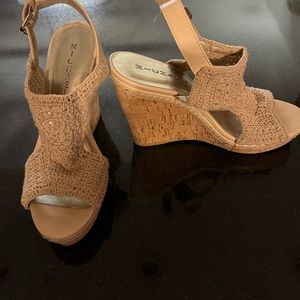 Michael Kors macrame wedge sandals.